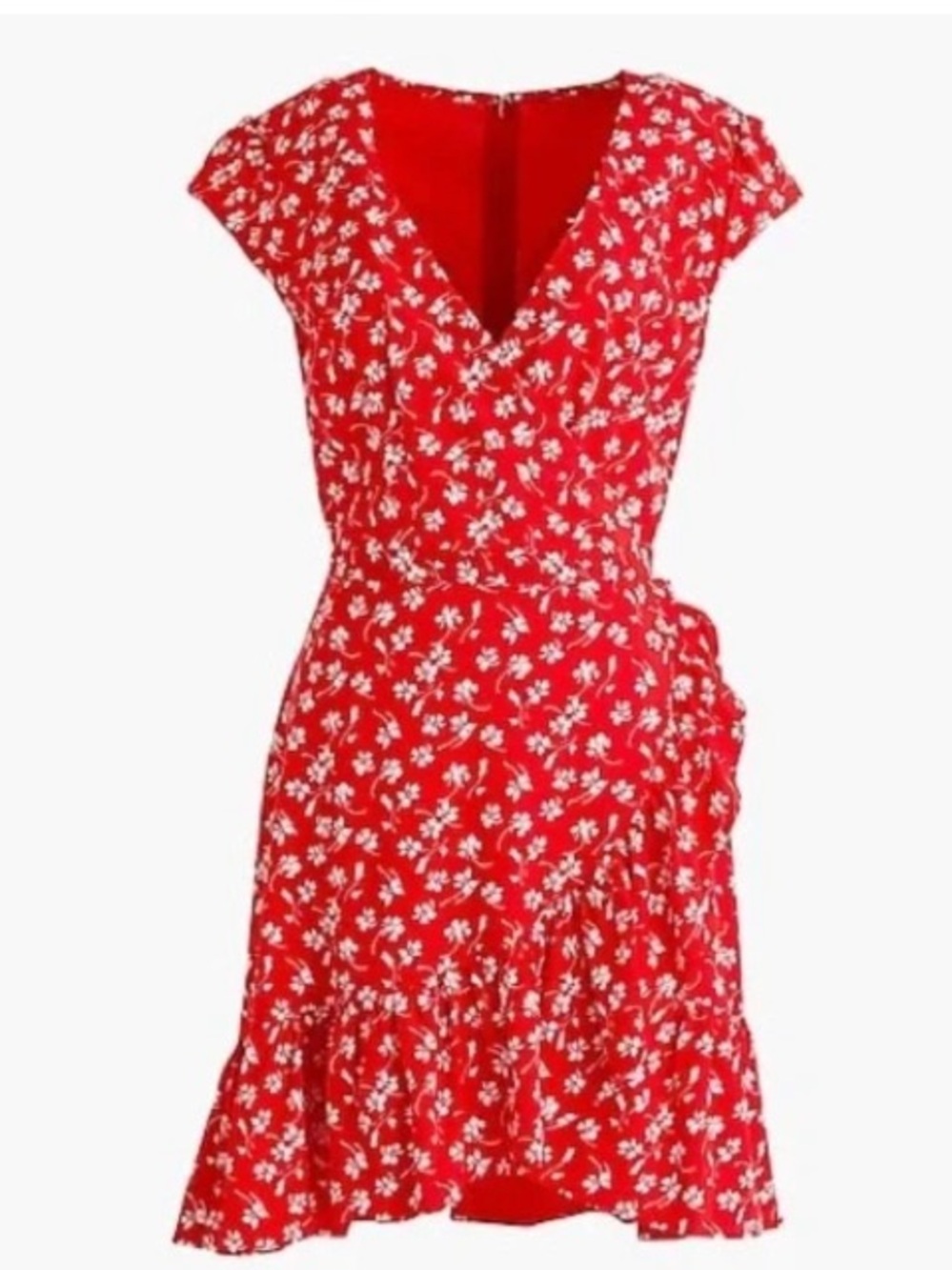 NWT J. Crew Mercantile floral Faux Wrap Ruffle cap sleeve dress sz 2
